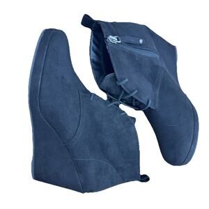 Wedge Ankle Booties Womens Sz 8.5 Hidden Heel Boots Black Lace Up Dolce Vita